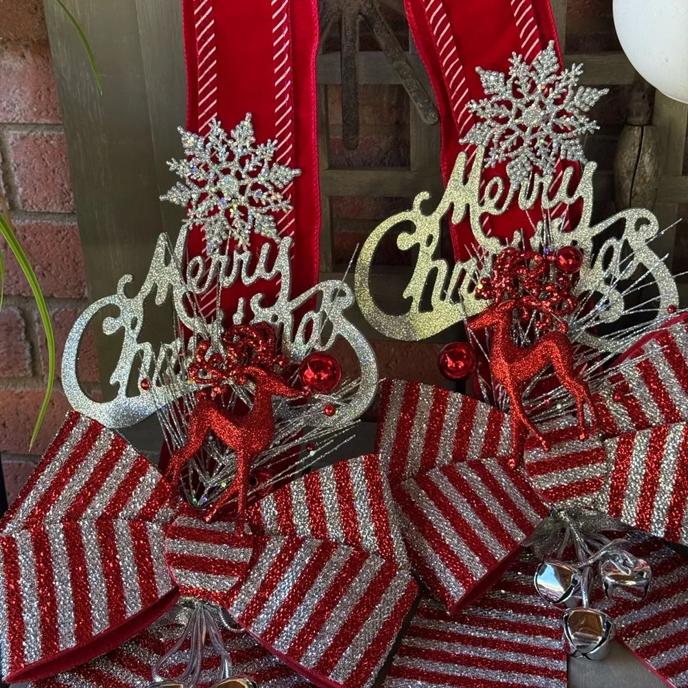 Over The Door Double Christmas Swag.  Christmas Bow/ Wreath /Ribbon Swag custom